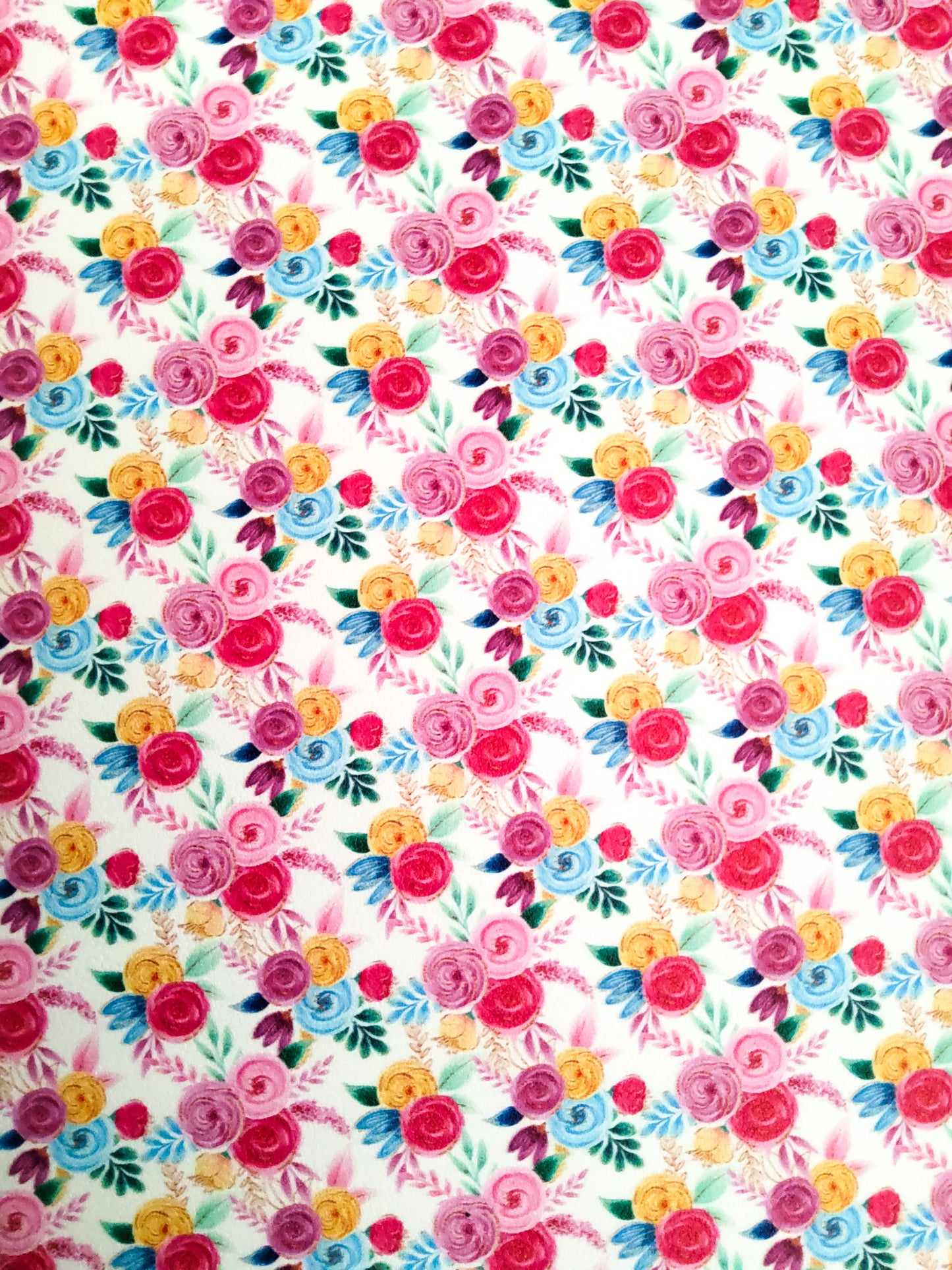 Pink and Yellow Floral 9x12 faux leather sheet