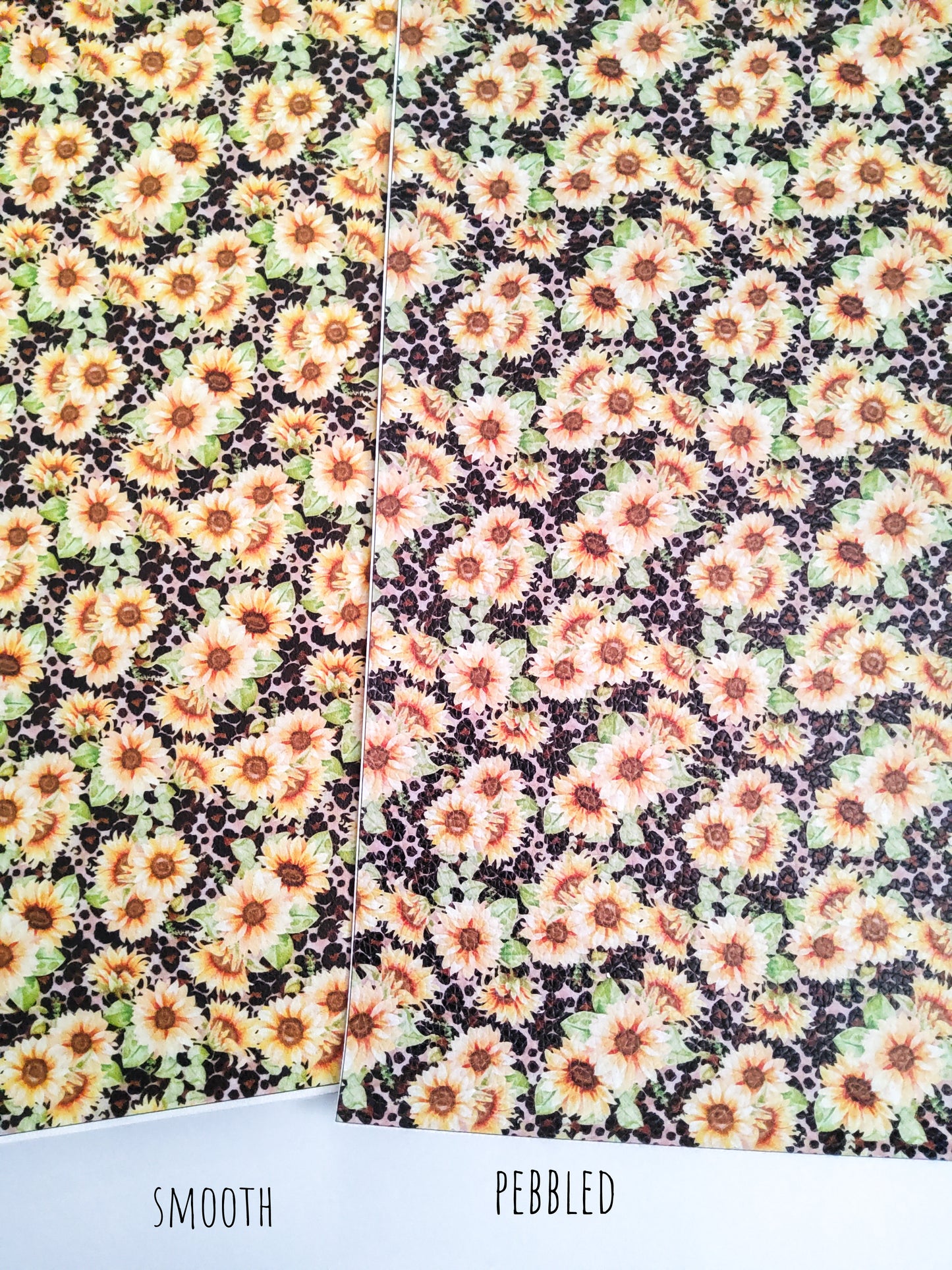Sunflower Leopard Print 9x12 faux leather sheet
