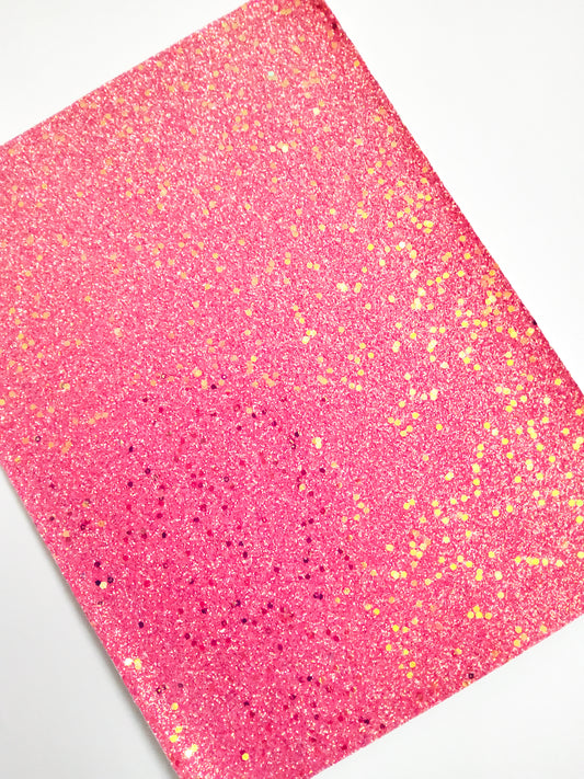 Sparkly Dark Pink Chunky Glitter 9x12 faux leather sheet