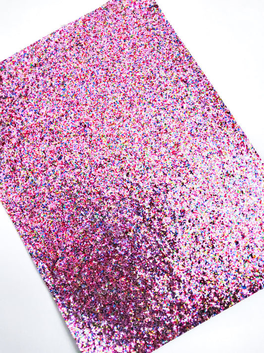 Multi Pink Thin Chunky Glitter 9x12 faux leather sheet