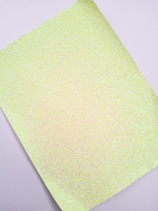 Light Yellow Neon Chunky Glitter 9x12 faux leather sheet
