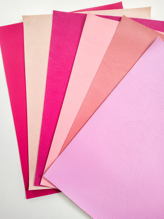 Shades of Pink Pebbled Set 9x12 faux leather sheet