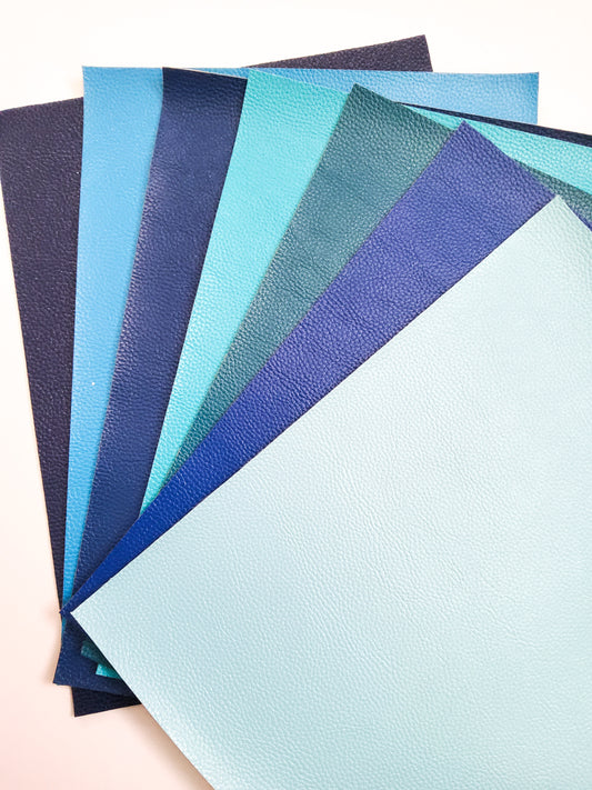 Shades of Blue Pebbled Set 9x12 faux leather sheet