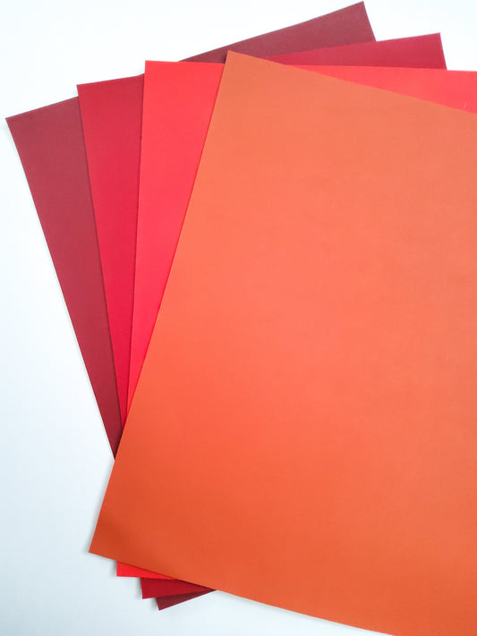Shades of Red Smooth Set 9x12 faux leather sheet