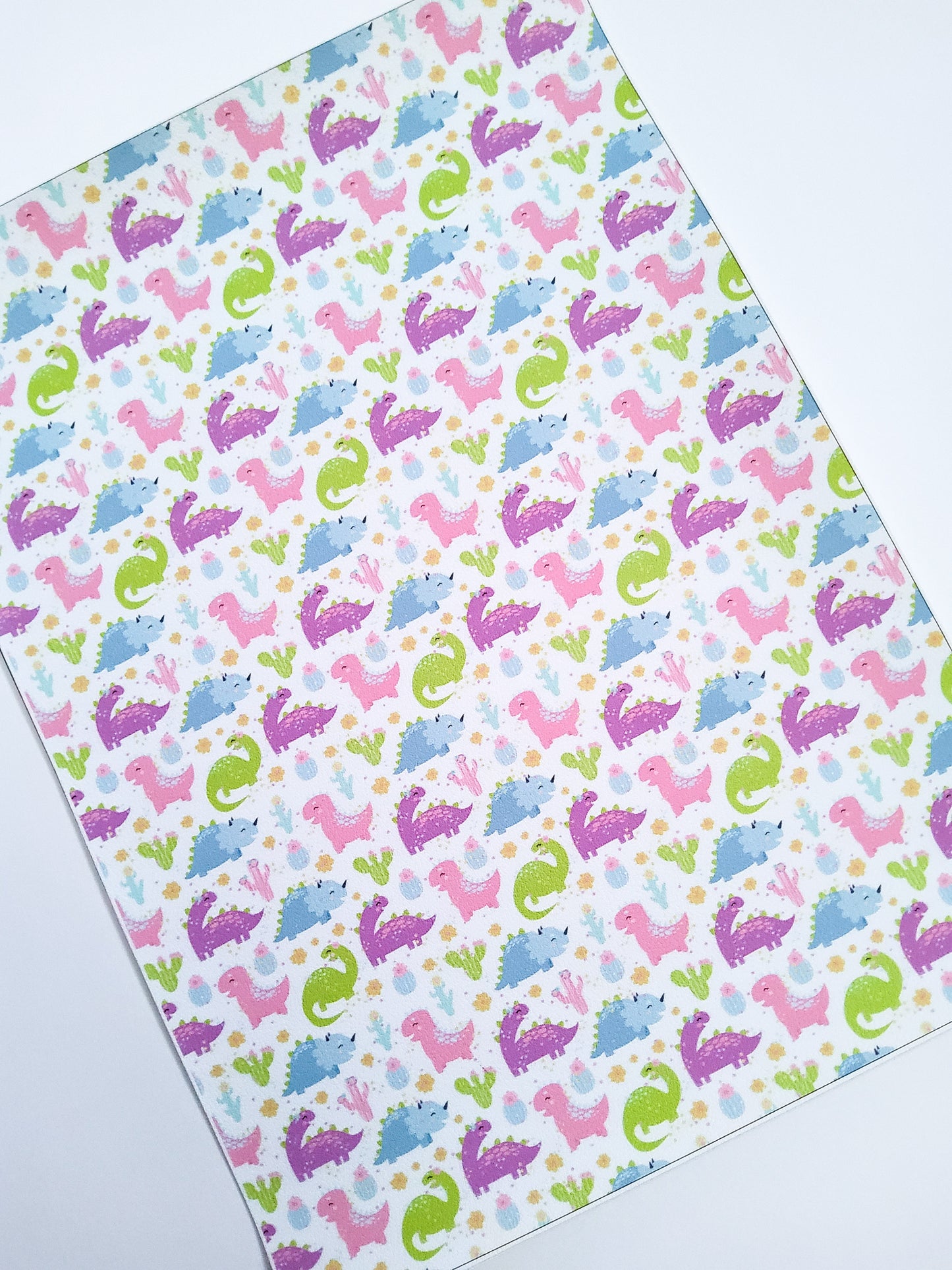 Pink and Purple Dinosaurs 9x12 faux leather sheet