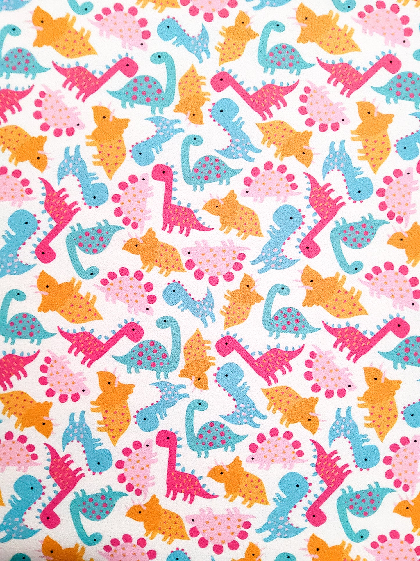 Orange and Pink Dinosaurs 9x12 faux leather sheet