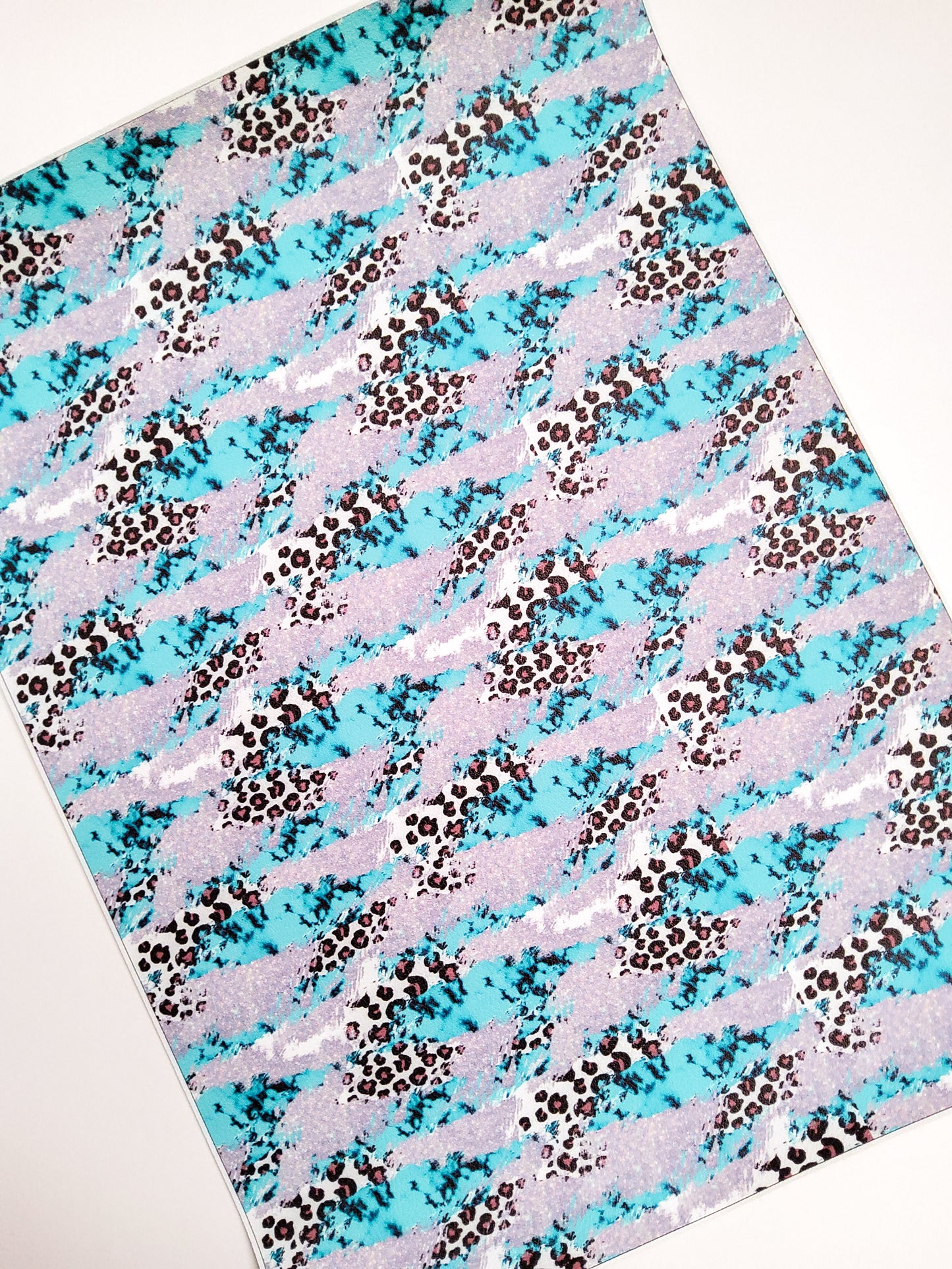 Teal and Gray Animal Print 9x12 faux leather sheet