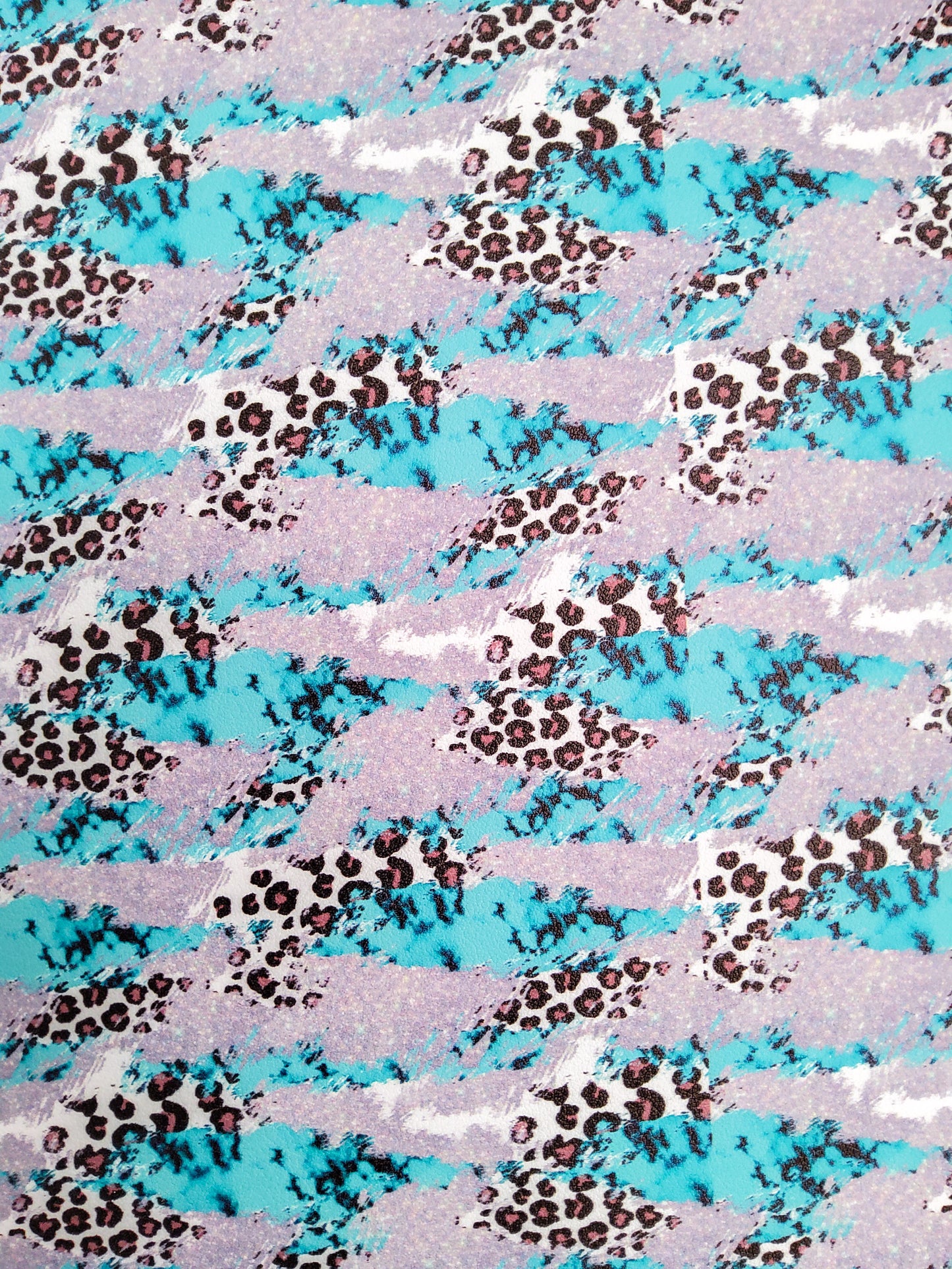 Teal and Gray Animal Print 9x12 faux leather sheet