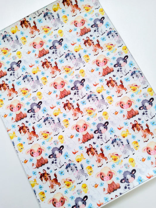 Baby Farm Animals 9x12 faux leather sheet