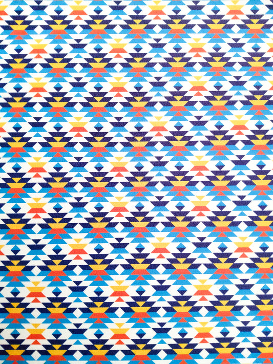 Blue Western Pattern 9x12 faux leather sheet
