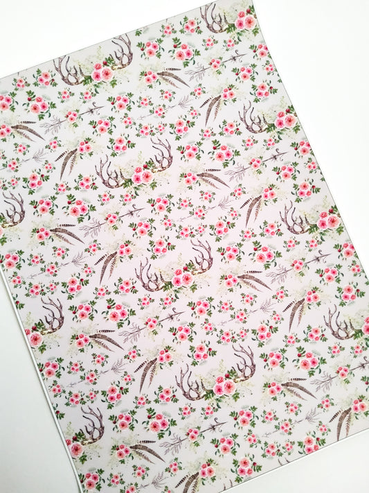 Floral Horns 9x12 faux leather sheet