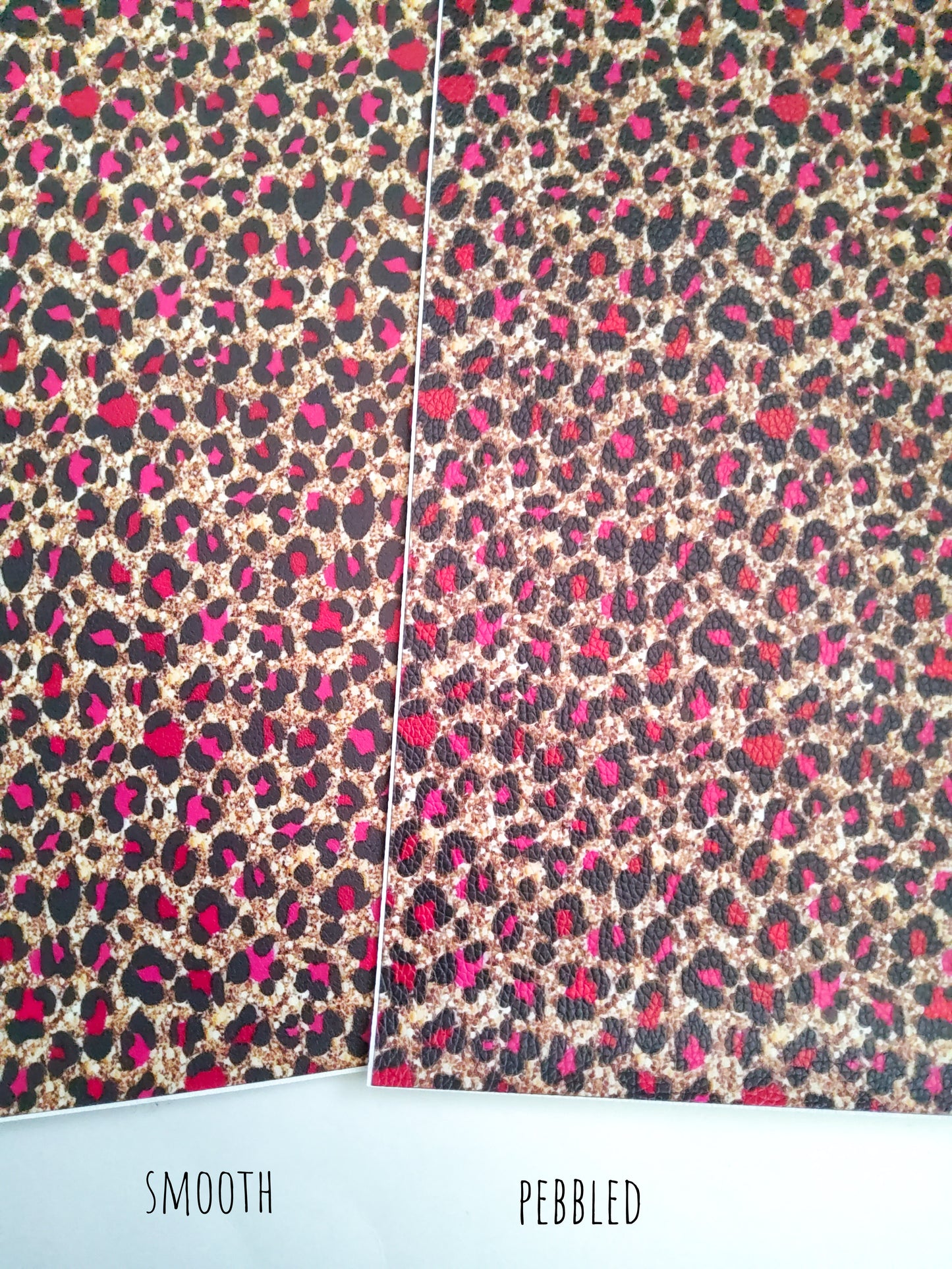 Brown and Pink/Red Animal Print 9x12 faux leather sheet