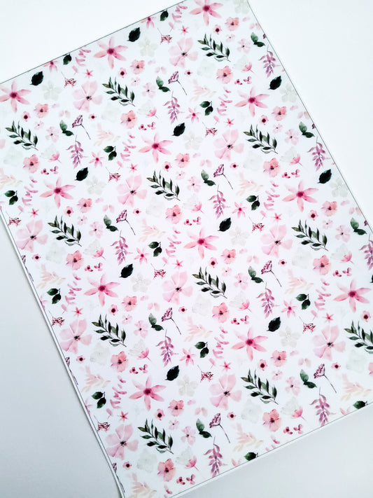 Dainty Spring Flowers 9x12 faux leather sheet