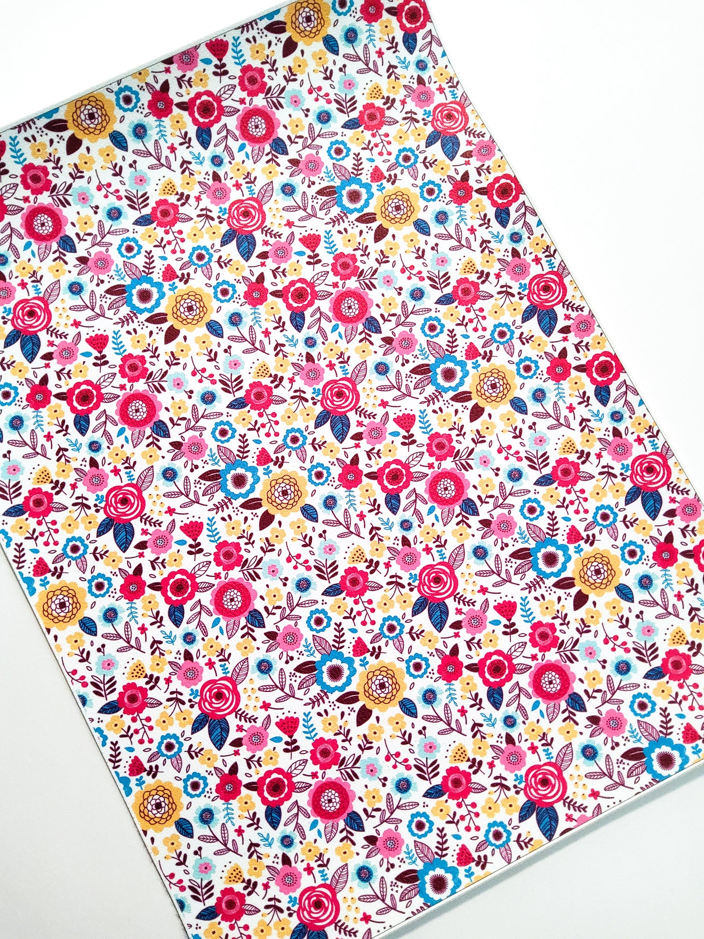 Small Colorful Floral 9x12 faux leather sheet