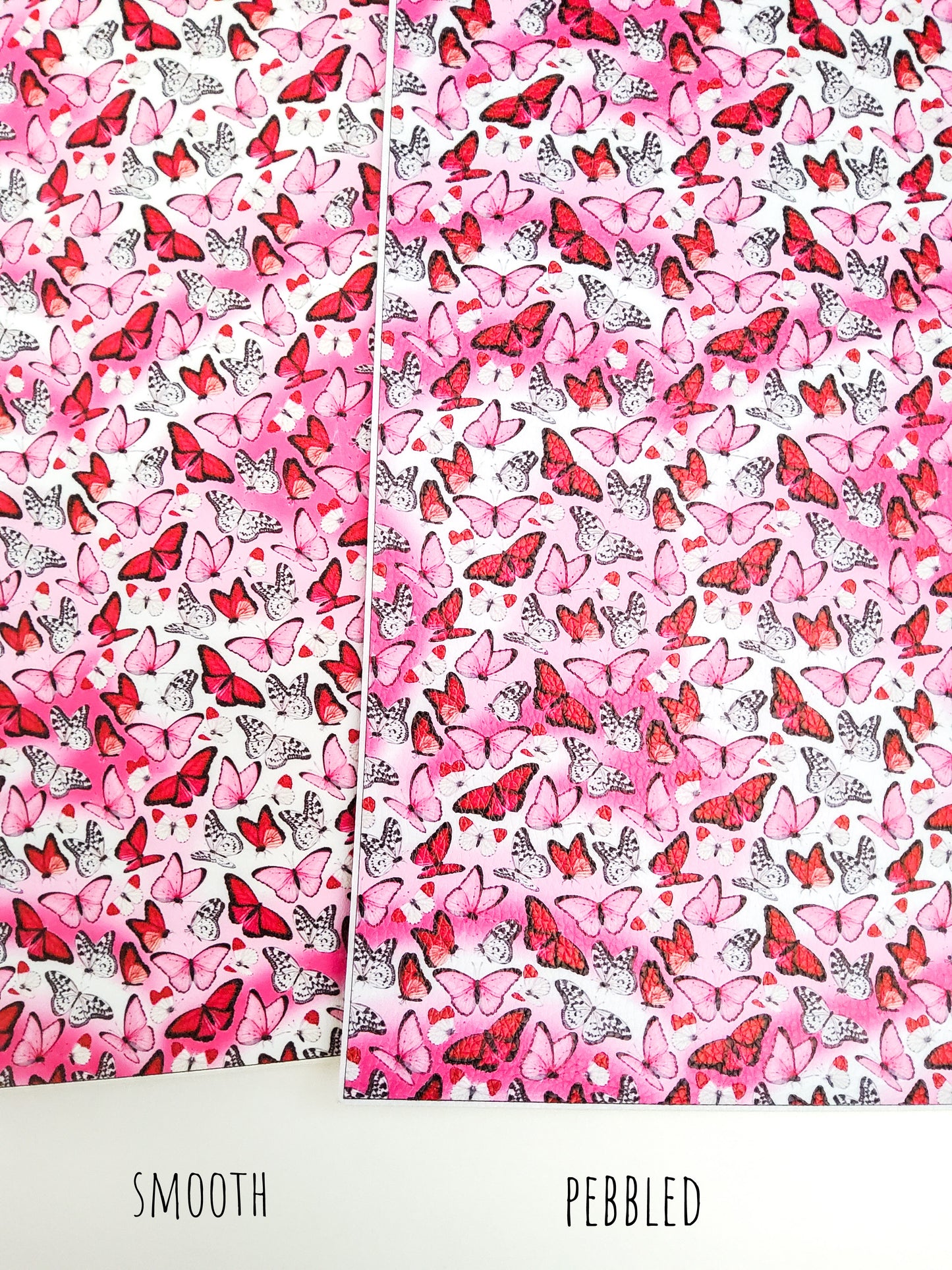 Pink and Orange Butterflies 9x12 faux leather sheet