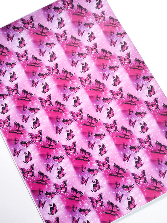 Purple Tie Dye Butterflies 9x12 faux leather sheet