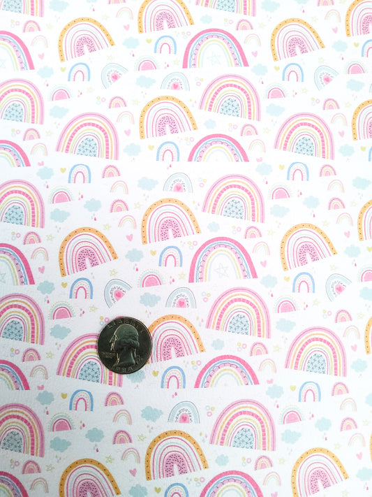 Large Rainbows 9x12 faux leather sheet