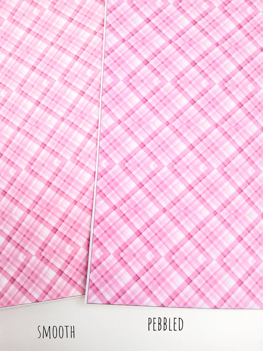 Pink Diamond Plaid 9x12 faux leather sheet