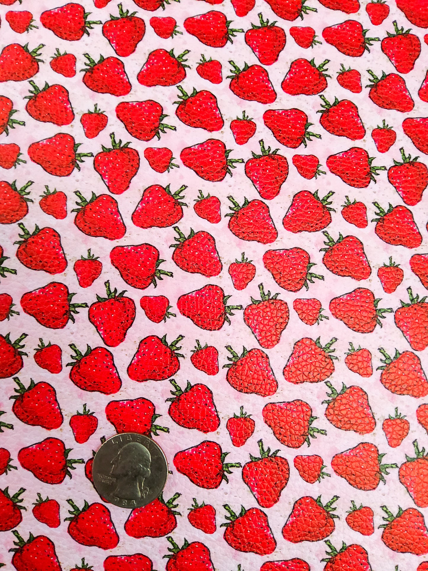 Strawberry faux leather sheet