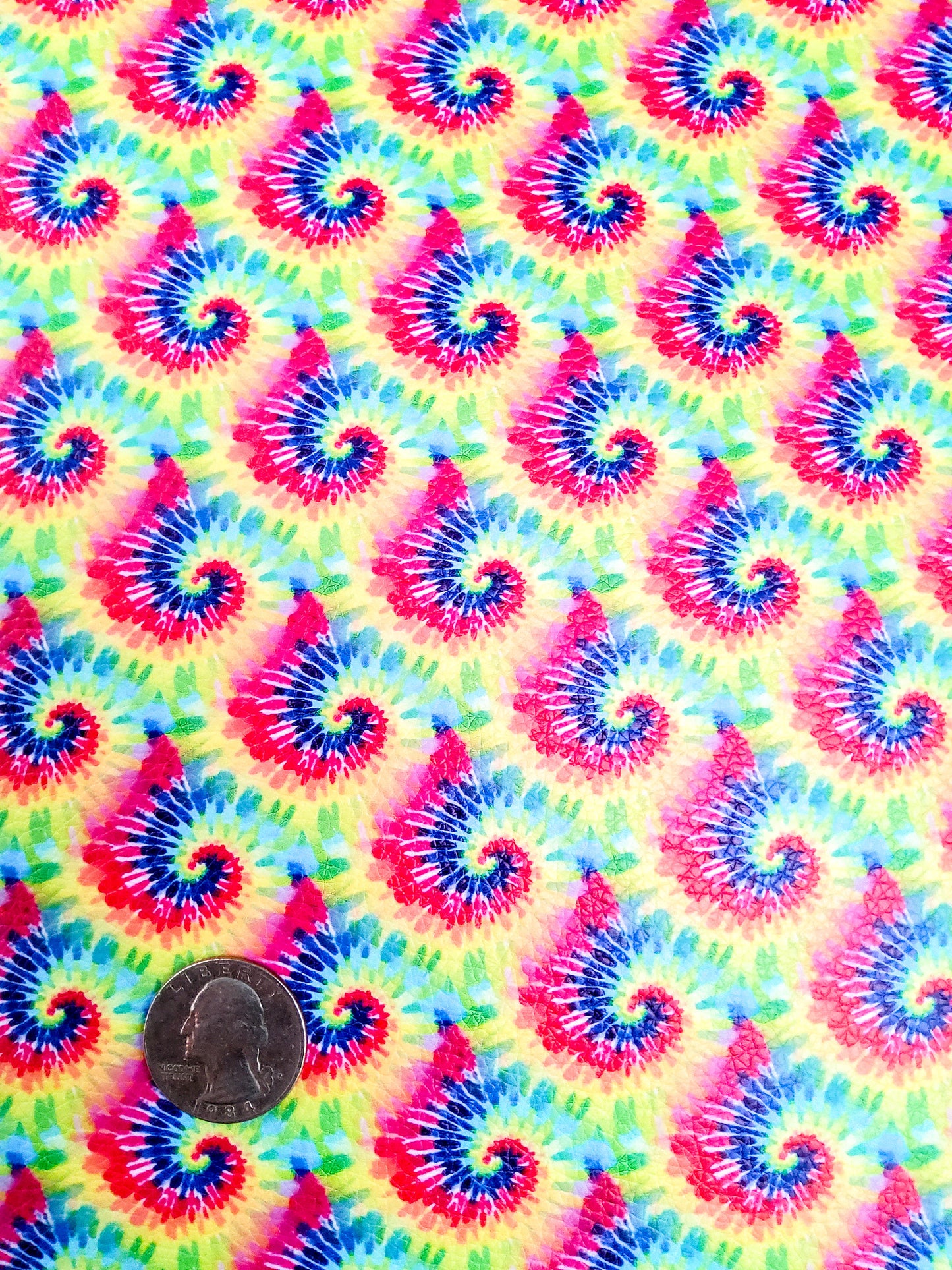 Rainbow Tie Dye Swirl 9x12 faux leather sheet