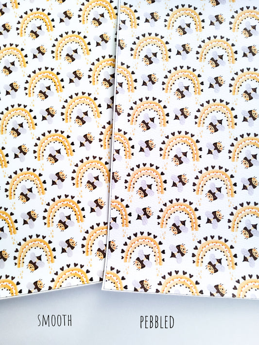 Bee Rainbows 9x12 faux leather sheet