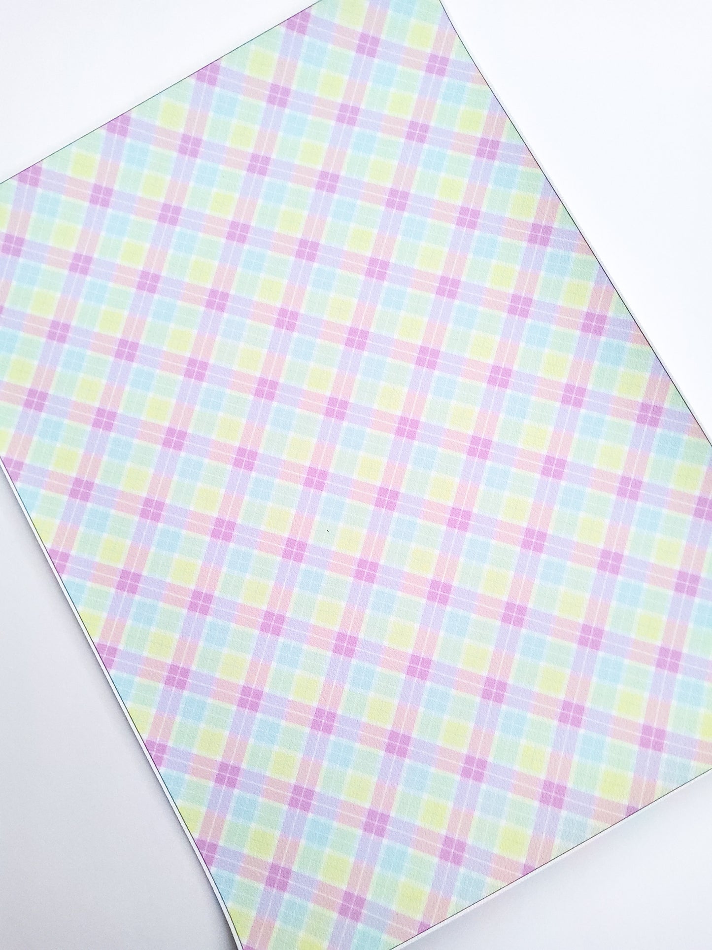Pastel Criss-cross Plaid 9x12 faux leather sheet