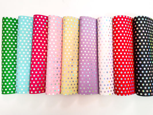 Foil Polka Dot 9x12 faux leather sheets (and Set)