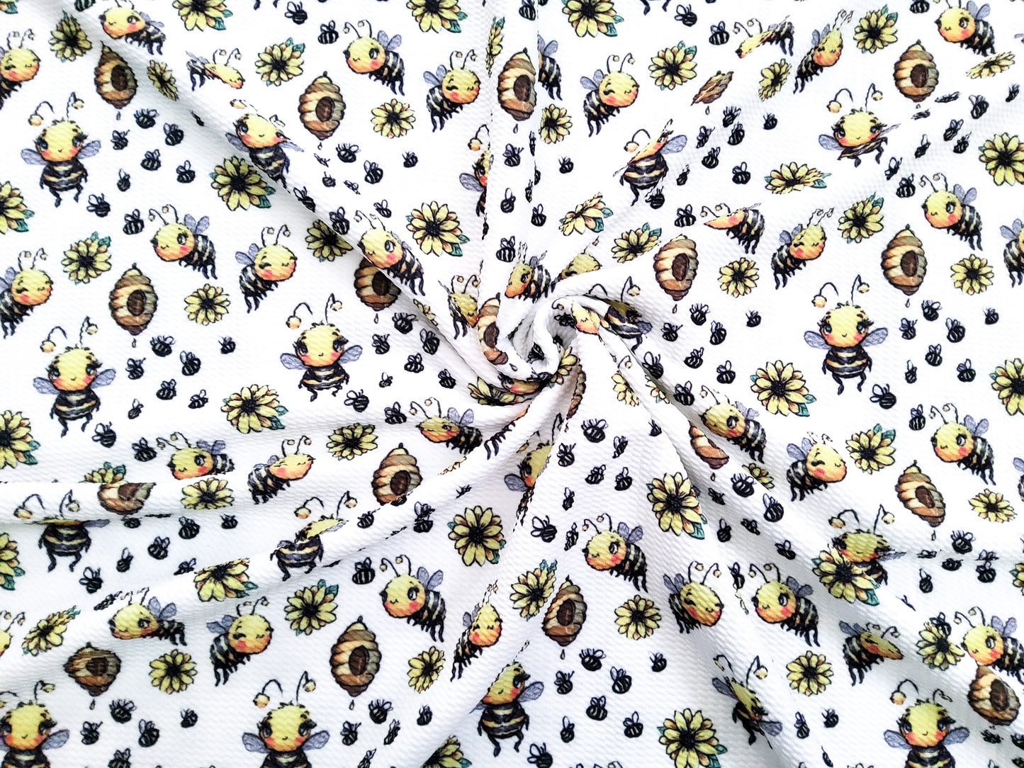 White Bees Bullet Fabric Strip