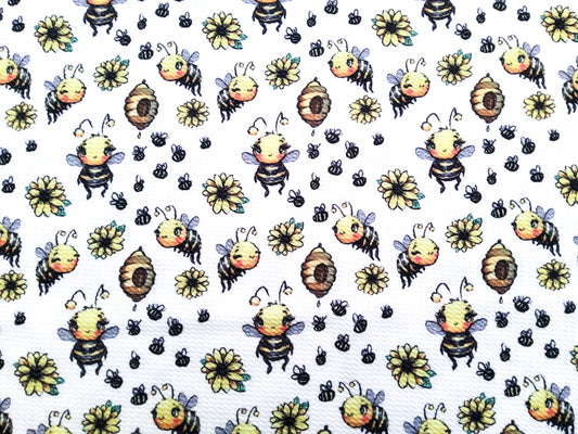 White Bees Bullet Fabric Strip