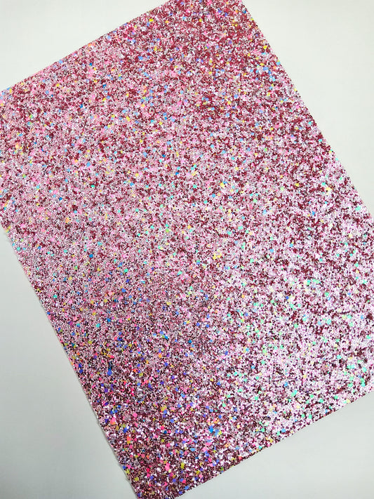 Pink Multi Chunky Glitter 9x12 faux leather sheet