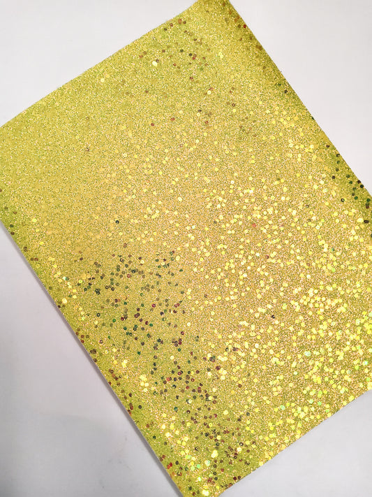 Sparkly Yellow Chunky Glitter 9x12 faux leather sheet