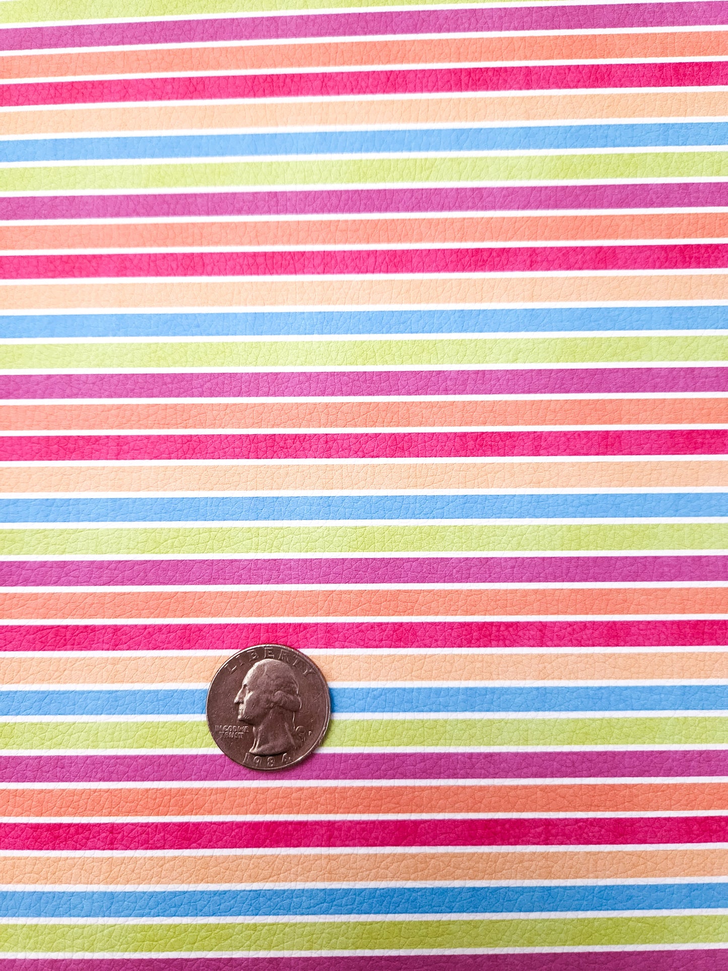 Summer Rainbow Stripes 9x12 faux leather sheet