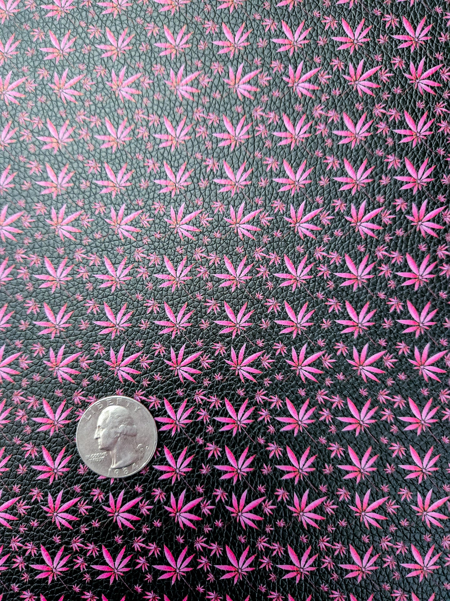 Pink Marijuana Leaf 9x12 faux leather sheet
