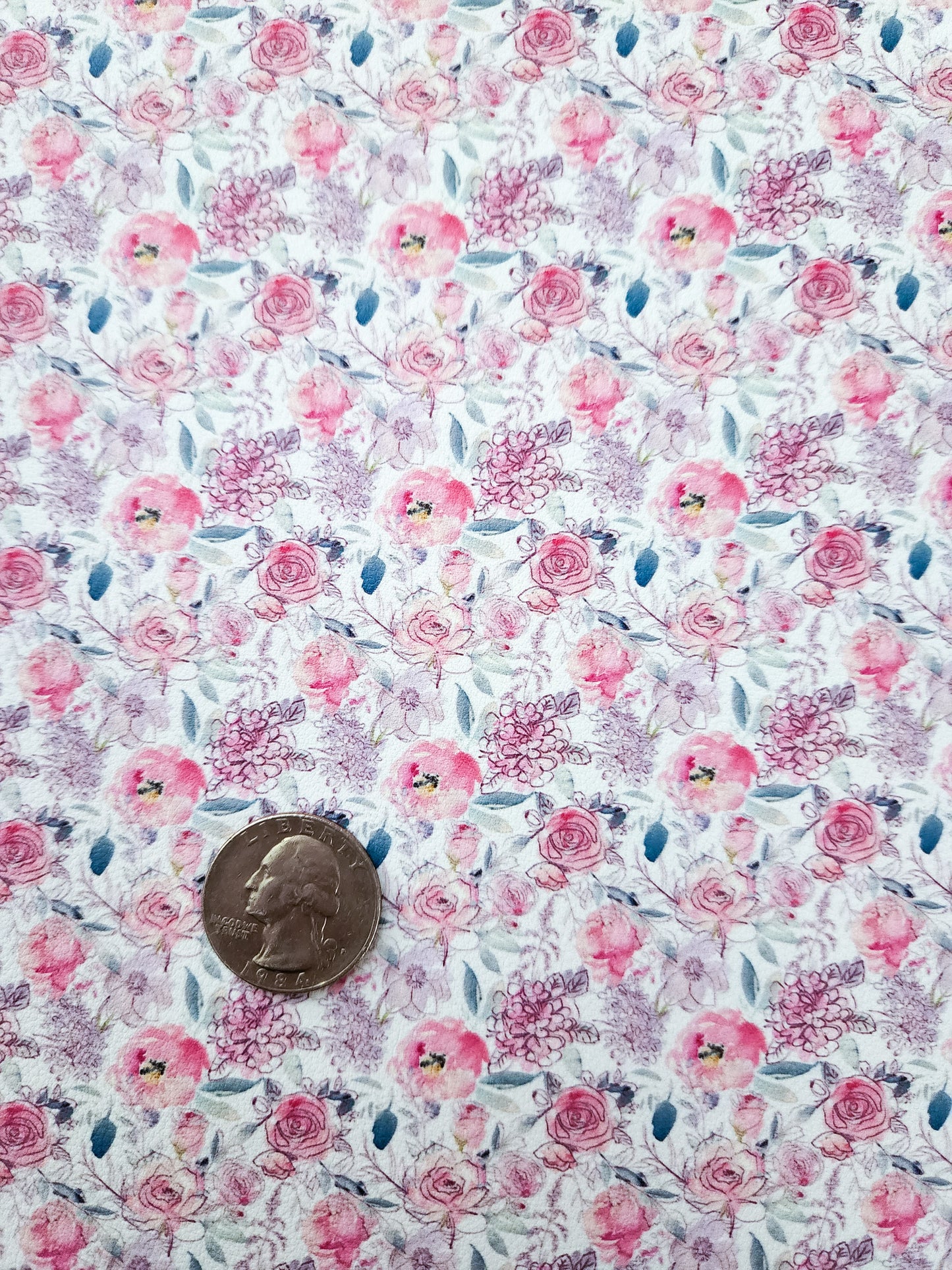 Small Drawn Pink Flowers 9x12 faux leather sheet