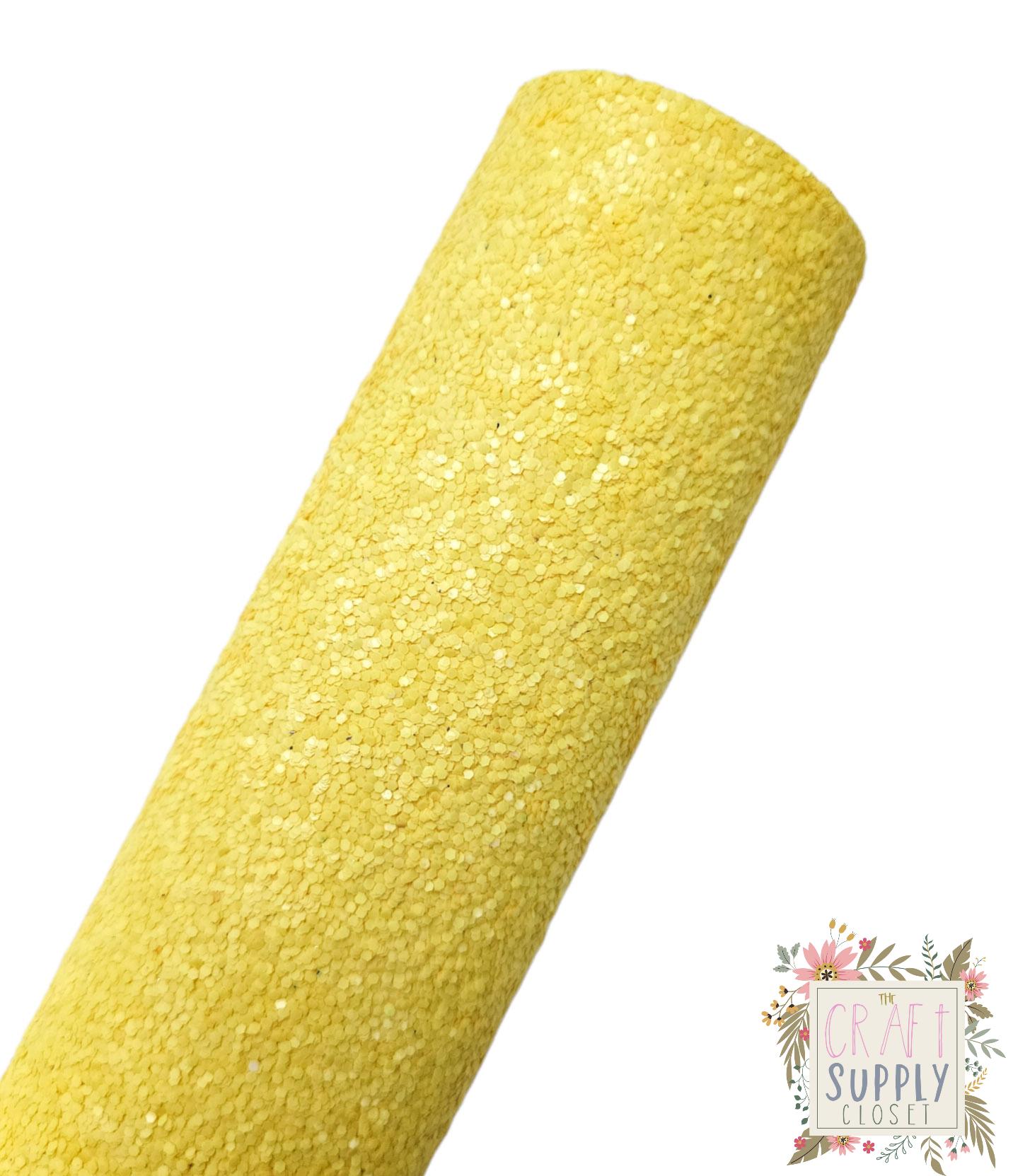 Lemon Yellow Chunky Glitter 9x12 faux leather sheet