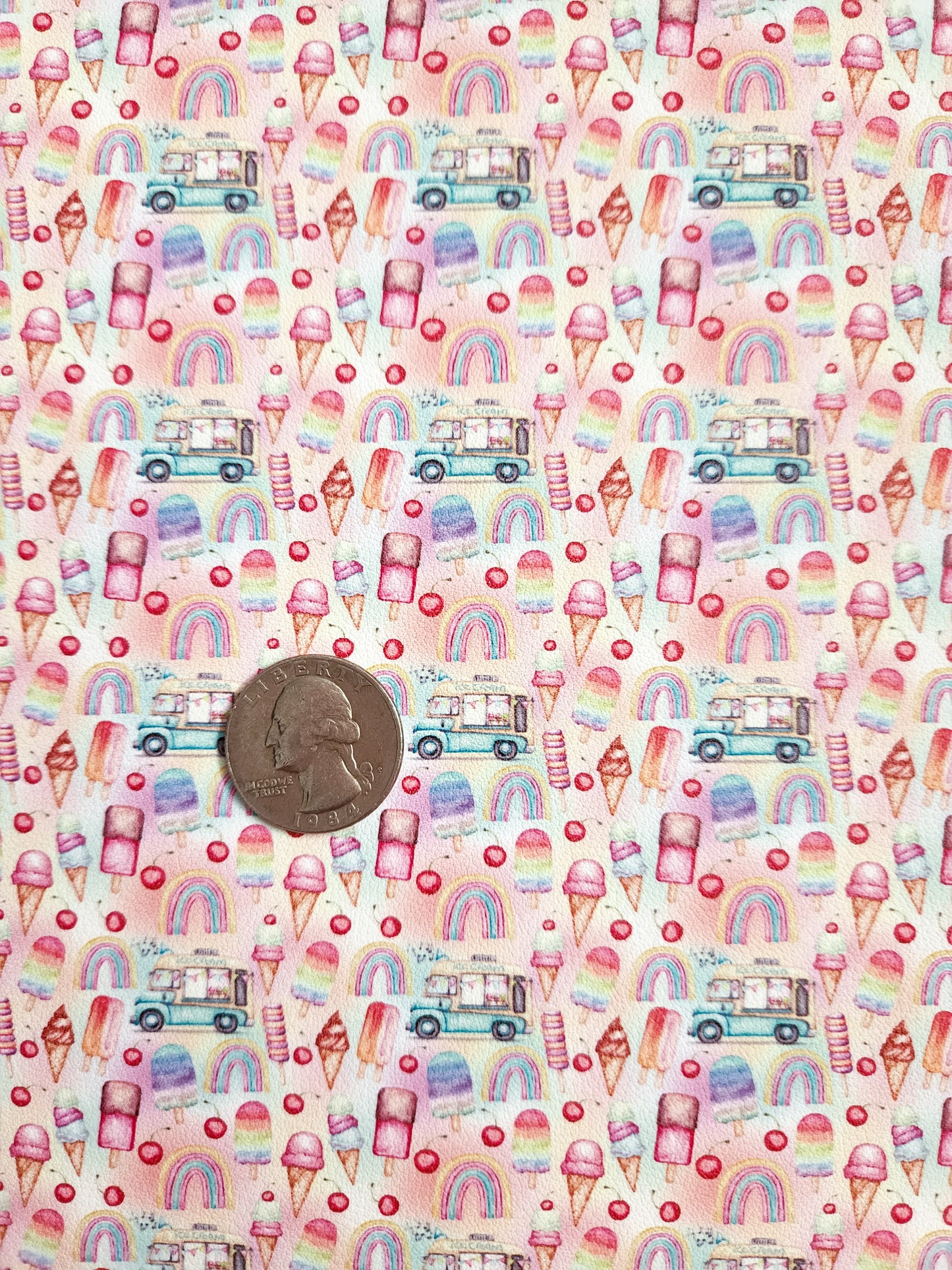 Ice Cream Truck 9x12 faux leather sheet