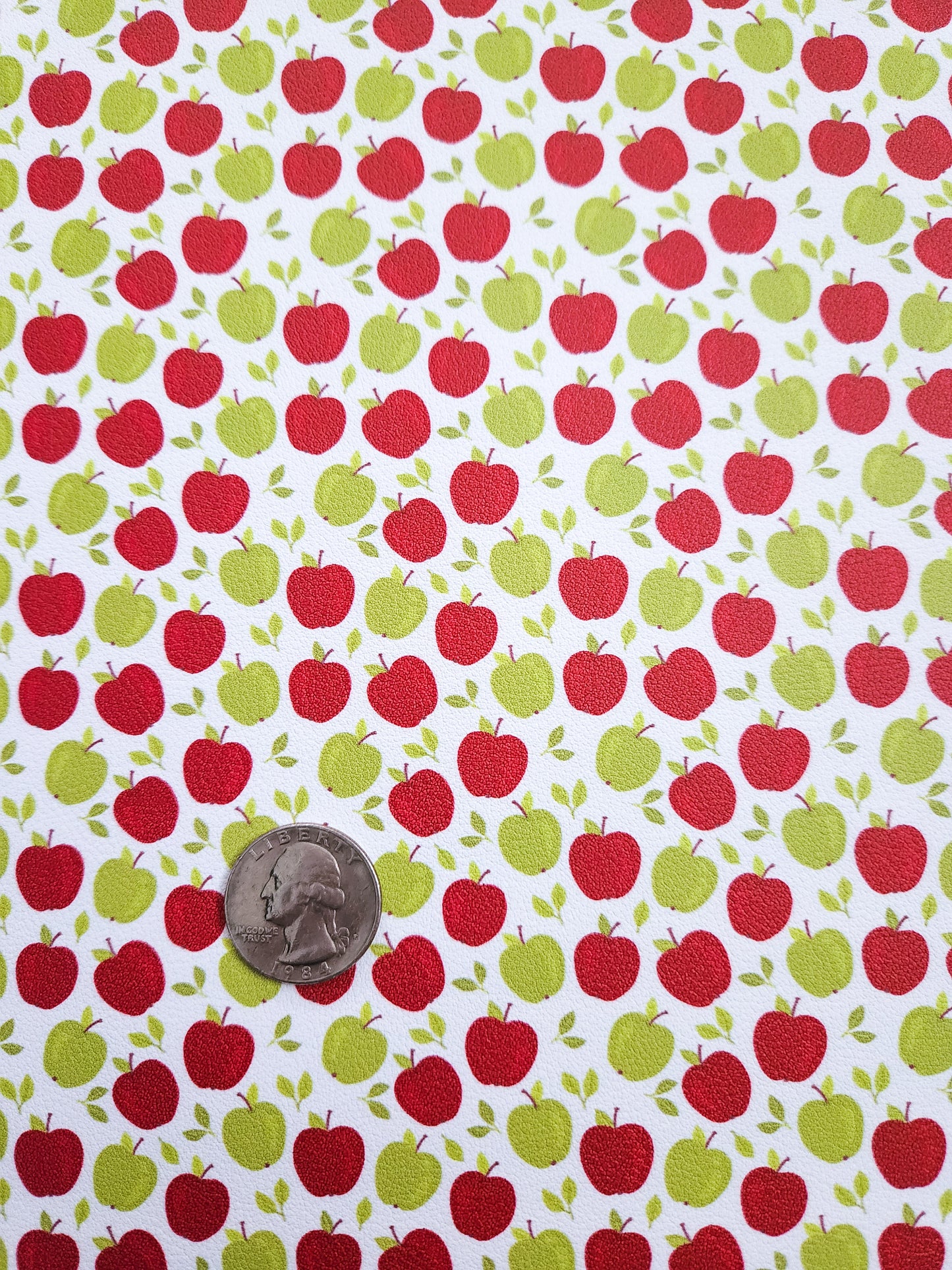 Red and Green Apples 9x12 faux leather sheet
