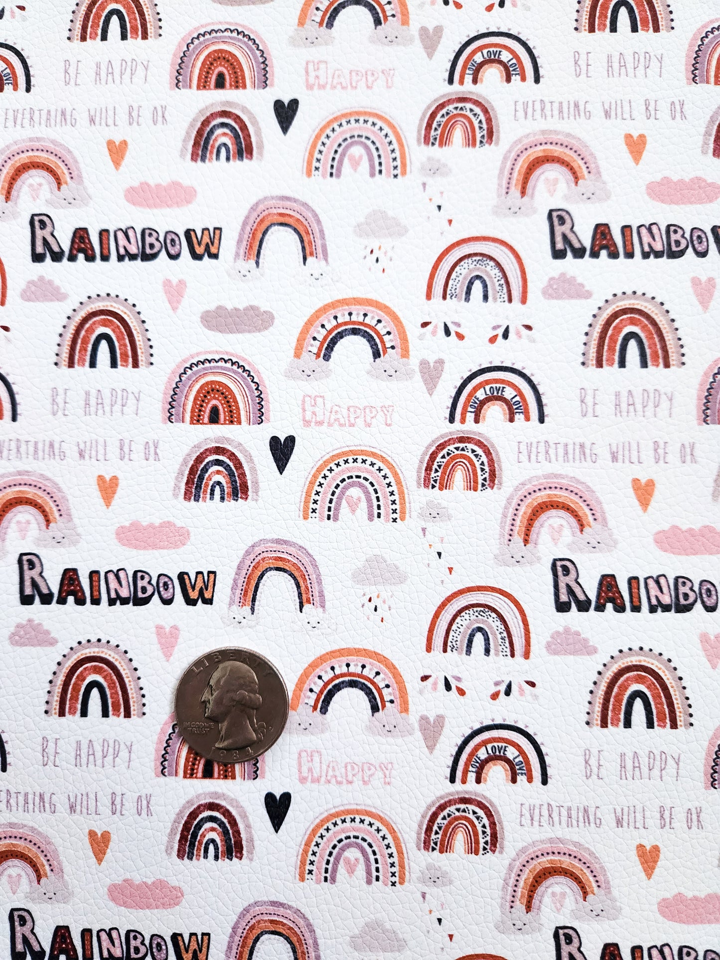 Happy Rainbows 9x12 faux leather sheet