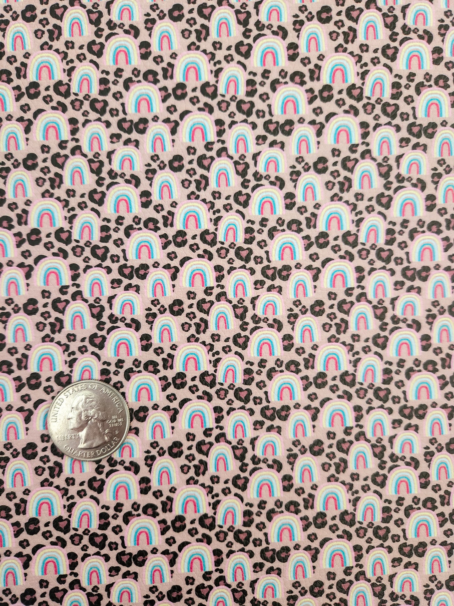 Rainbows Cheetah Print 9x12 faux leather sheet