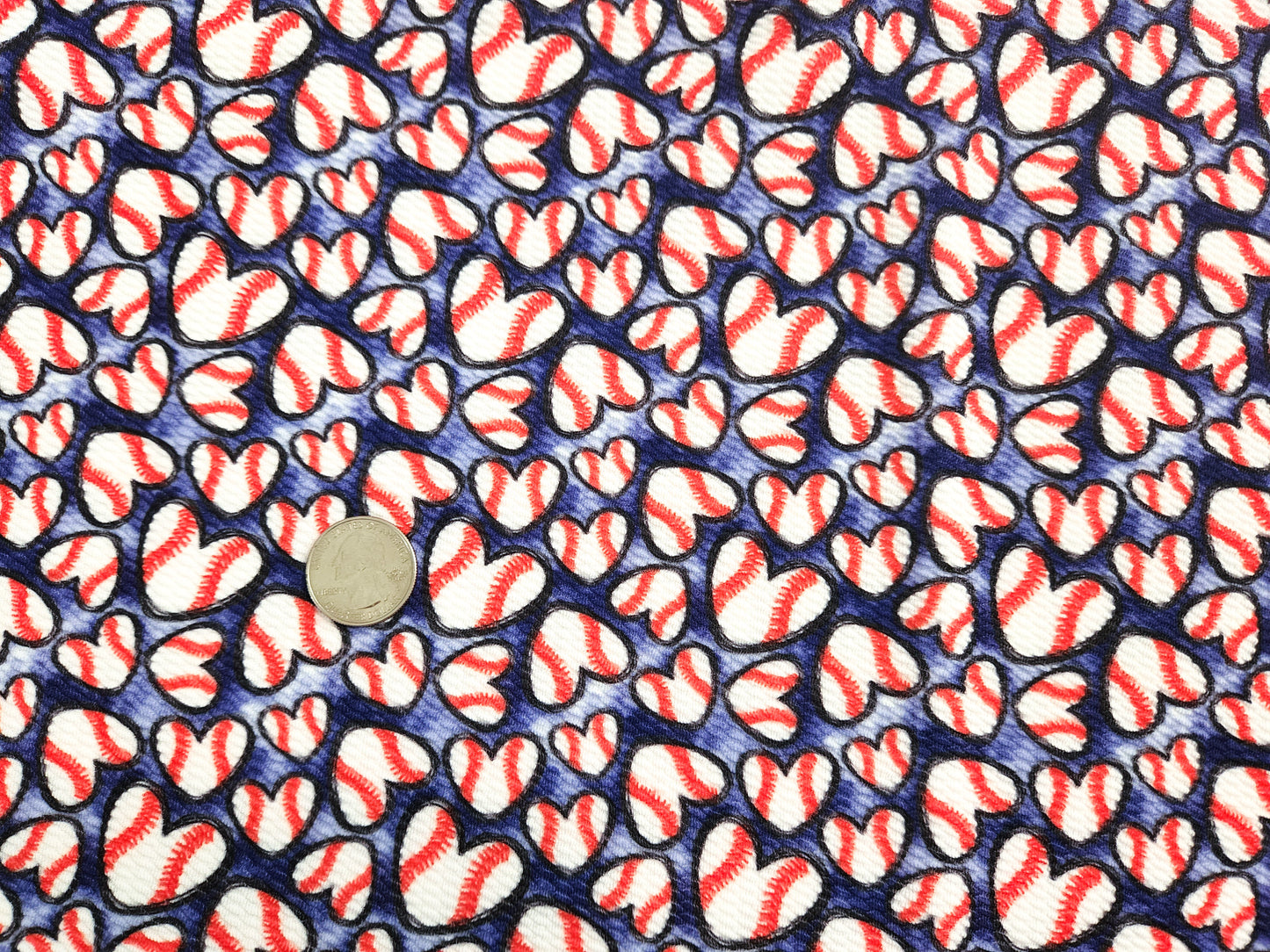 Baseball Hearts Bullet Fabric Strip