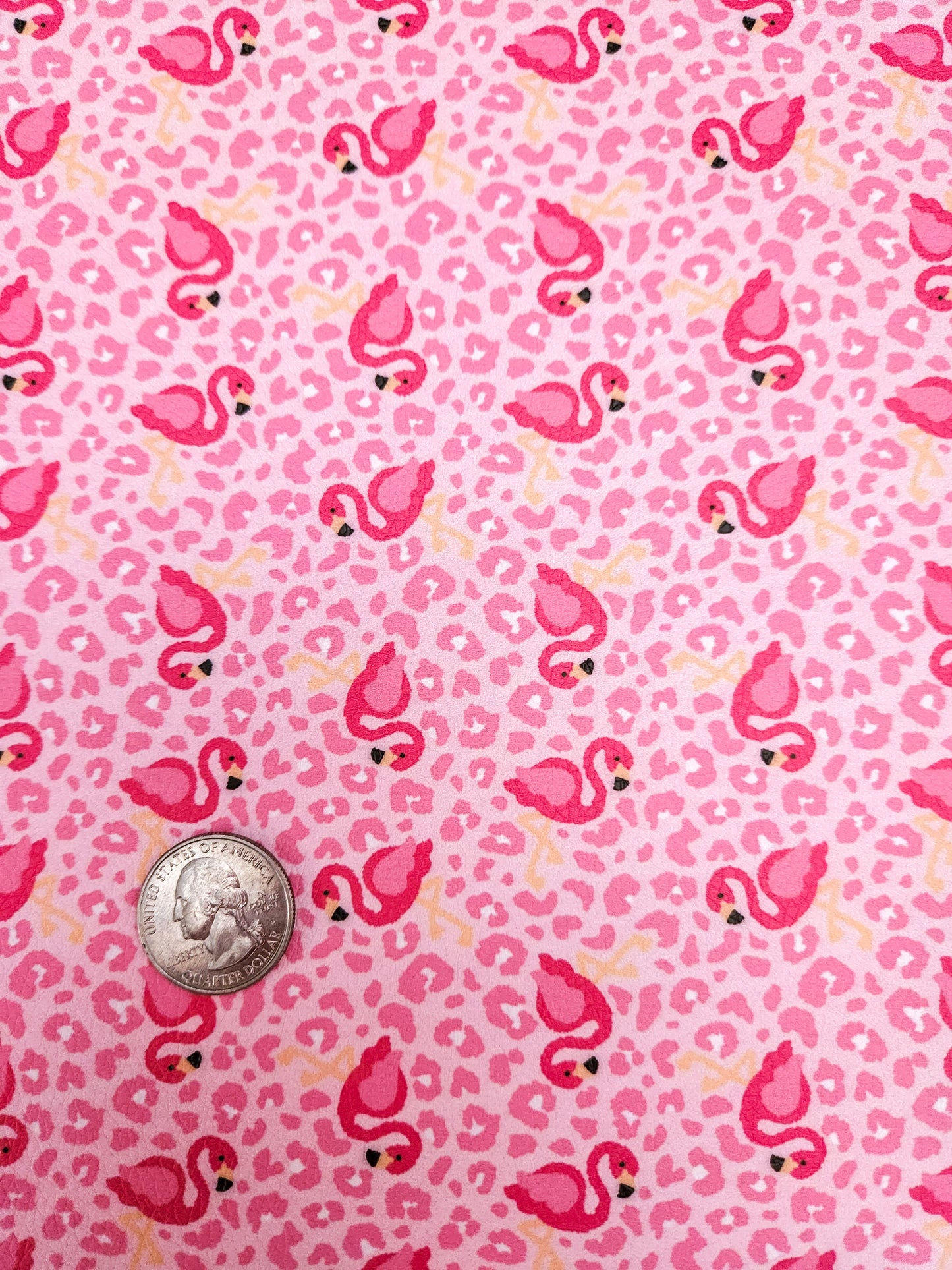 Flamingo Cheetah 9x12 faux leather sheet