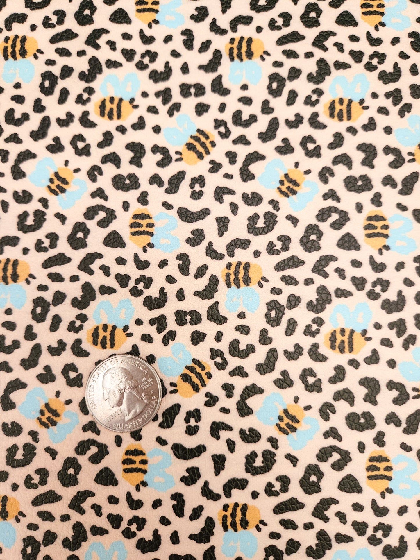 Bee Cheetah 9x12 faux leather sheet