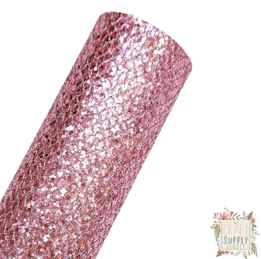 Pink Fishnet Chunky Glitter 9x12 faux leather sheet