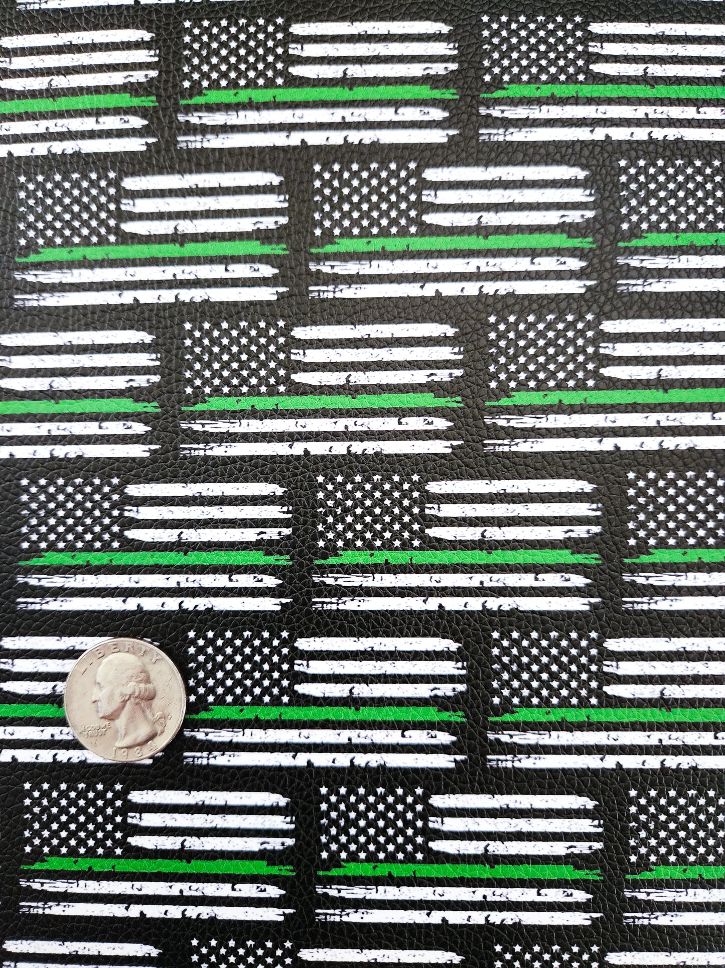 Green Line Flag 9x12 faux leather sheet