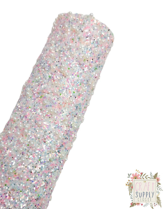 Pearly Cotton Candy Chunky Glitter 9x12 faux leather sheet