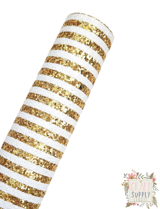 Gold Striped Chunky Glitter 9x12 faux leather sheet