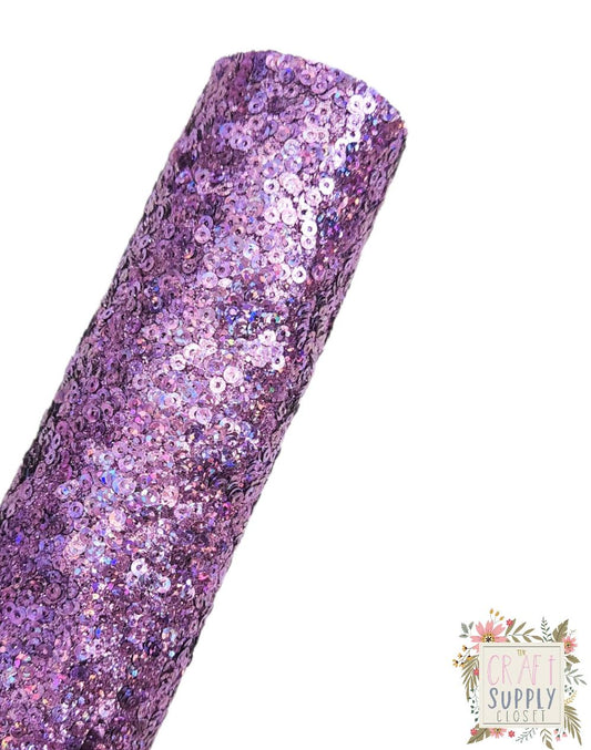 Lilac Sequin Chunky Glitter 9x12 faux leather sheet