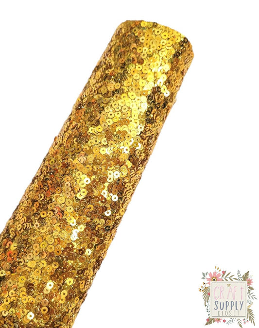 Gold Sequin Chunky Glitter 9x12 faux leather sheet