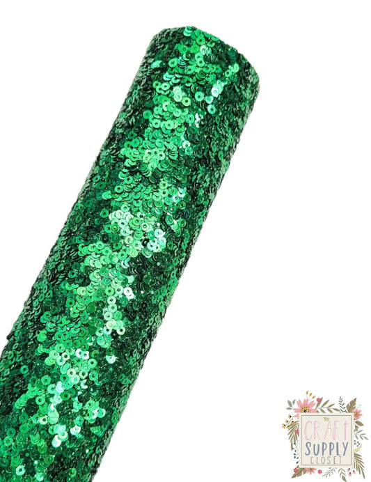 Emerald Green Sequin Chunky Glitter 9x12 faux leather sheet