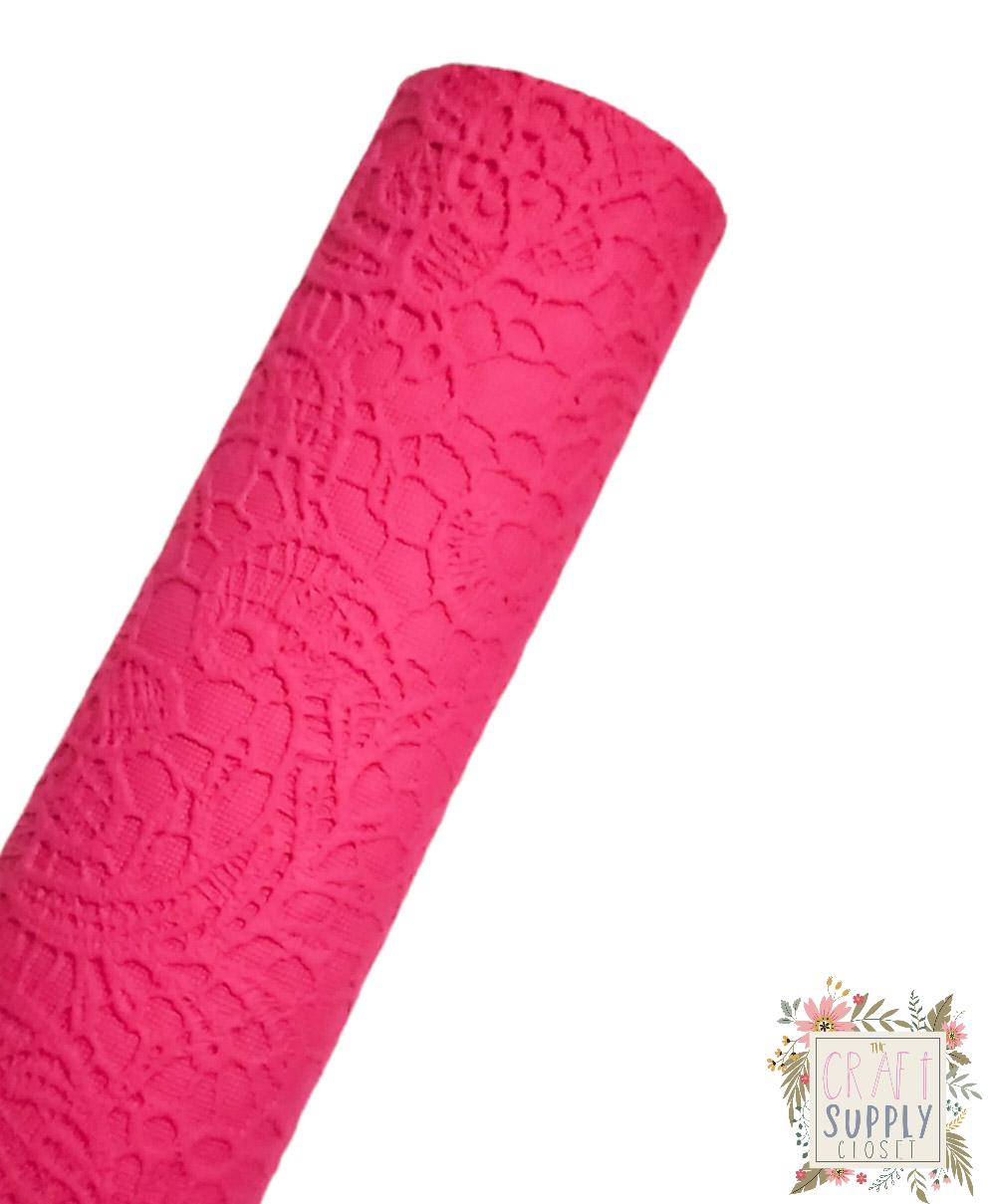Dark Pink Butter Lace 9x12 faux leather sheet